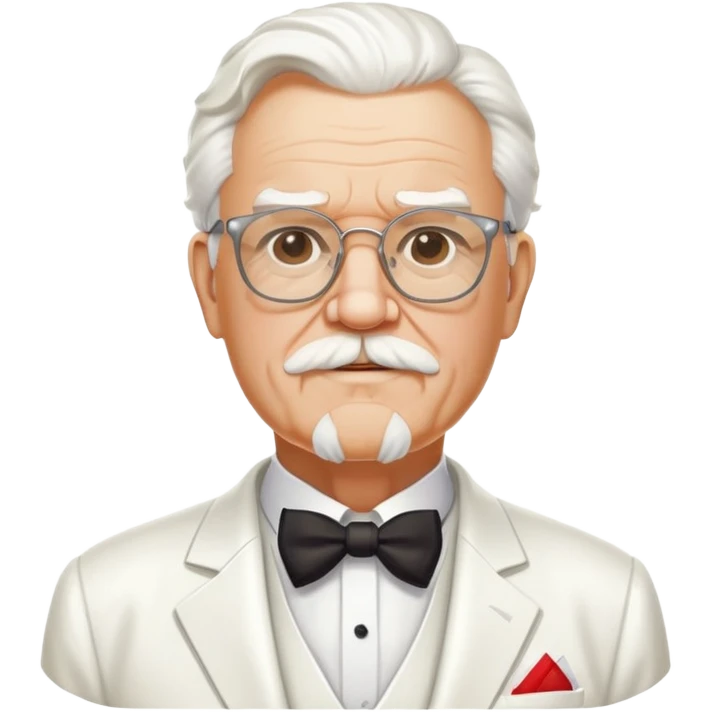 Colonel Sanders, old white man with square glasses, white goatee beard, white suit, KFC founder emoji
