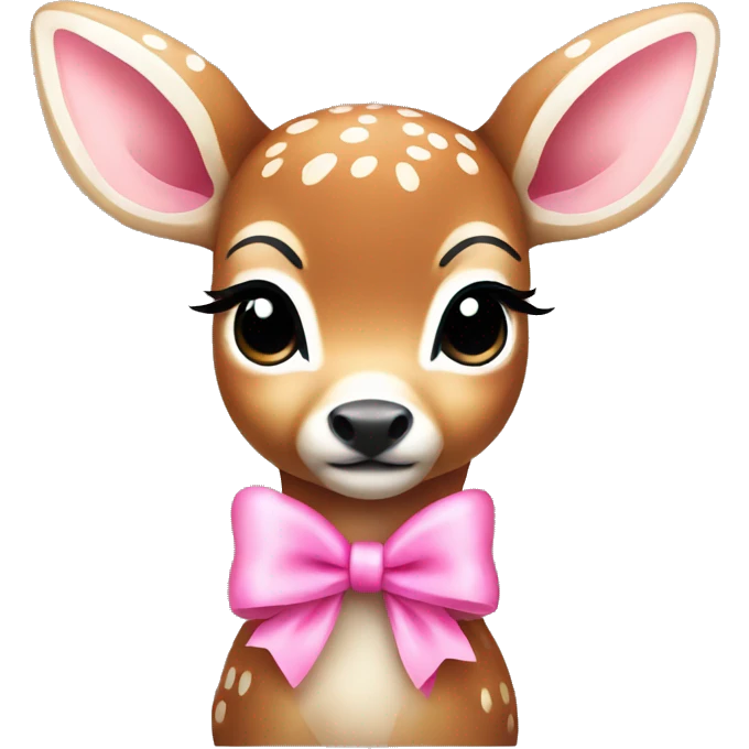 cute baby deer with pink bow  emoji