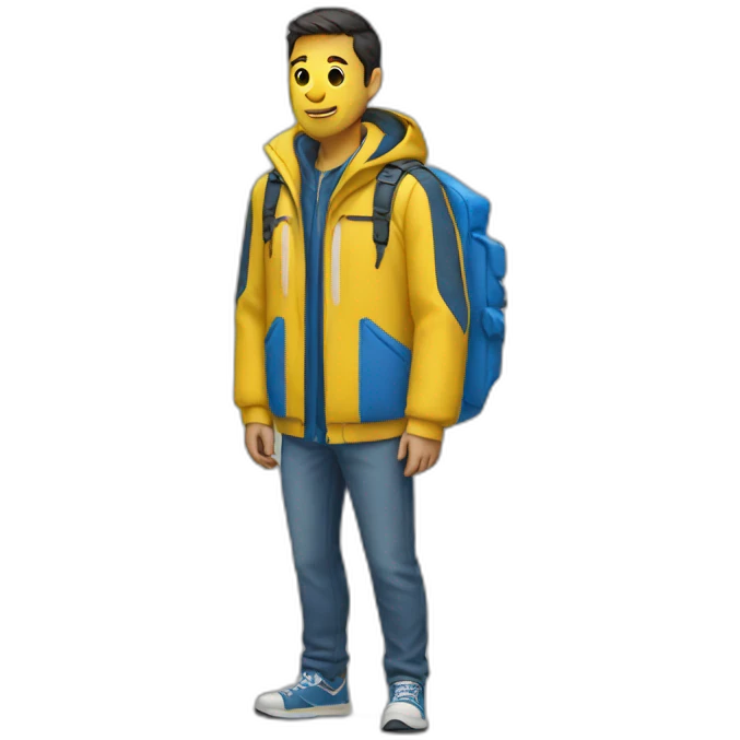 person with yellow and blue jacket emoji