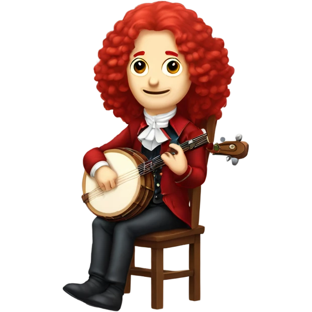 Antonio Vivaldi composer Red wig old chibi sitting chair banjo emoji