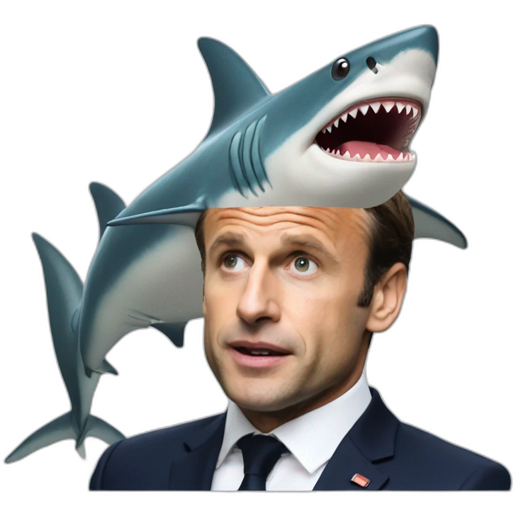 Macron sur un requin  emoji