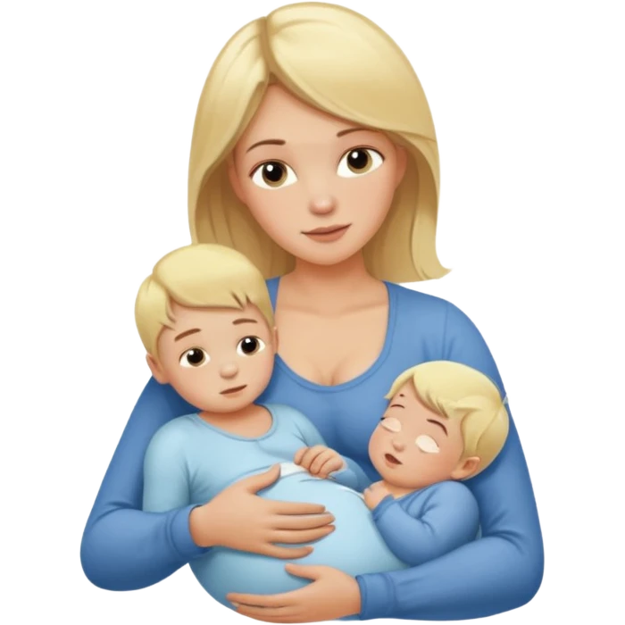 Blondynka karmi piersią małego chłopca emoji