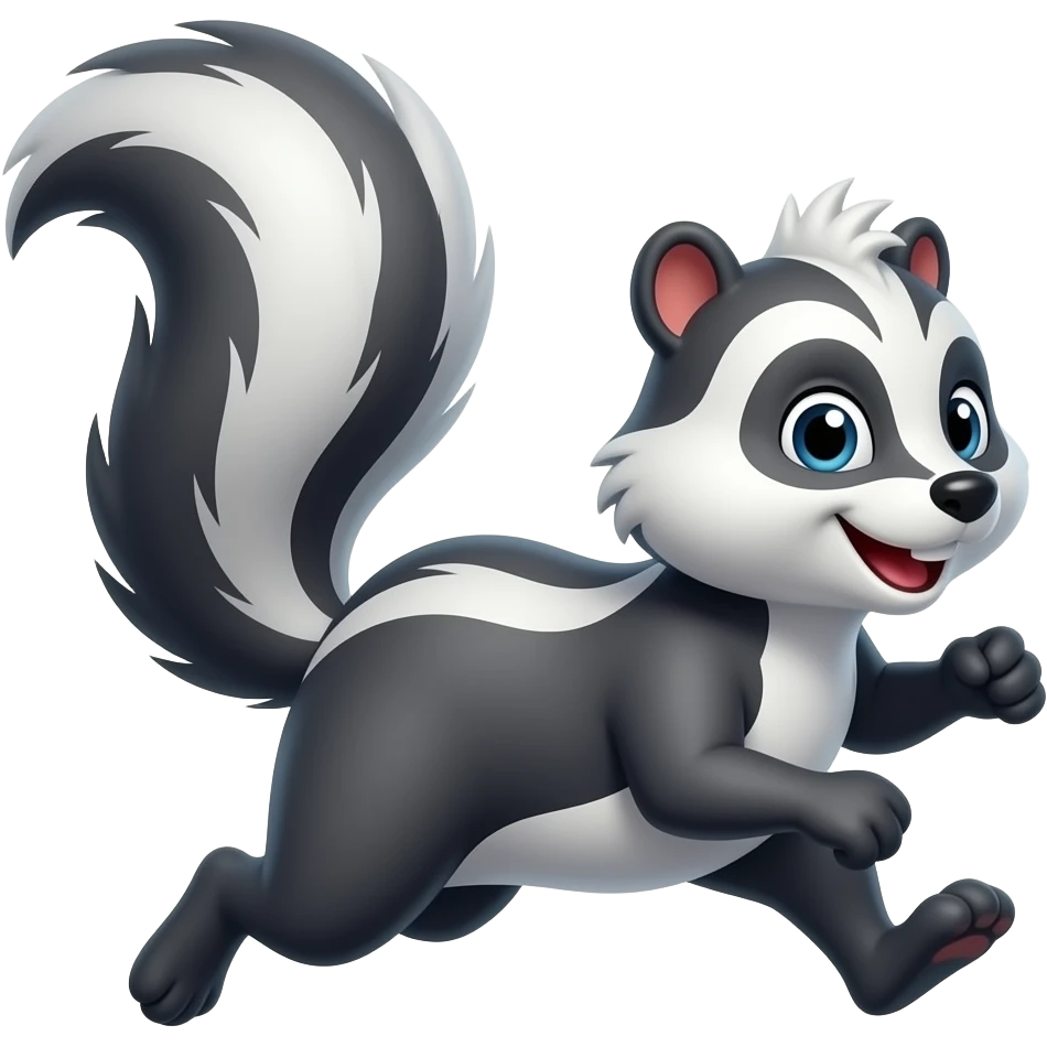 Cartoon skunk running emoji
