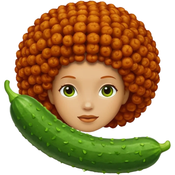 cucumber with only redhead afro hair on it without woman face emoji
