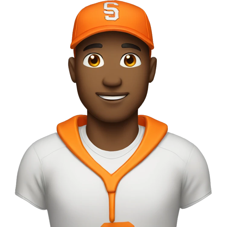 Man wearing sports orange cap emoji