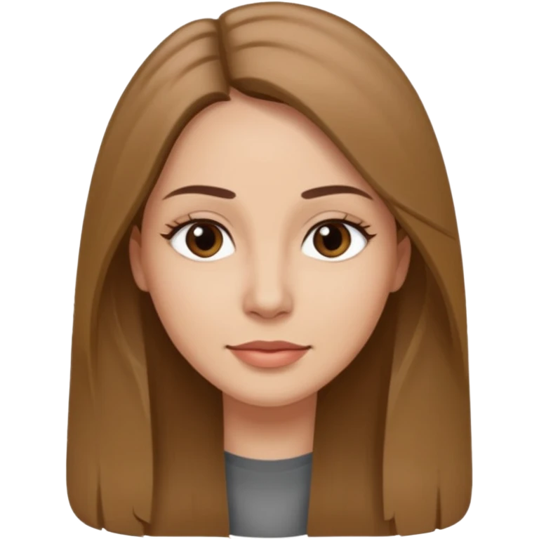 a woman in her 30´s, light skin with medium brown straight hair, long hair. Gray eyes. No eyeglasses. emoji