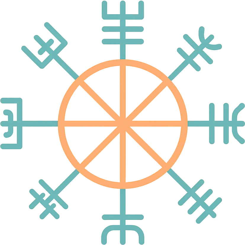 Vegvisir symbol, flat color icon, simple and bold, easy to recognize emoji