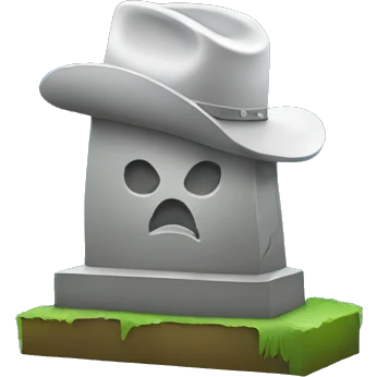 headstone that has the twitter logo on it and is wearing a cowboy hat emoji