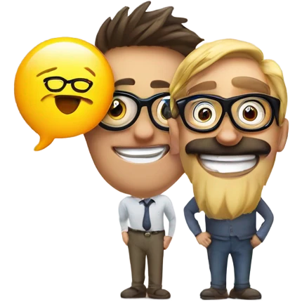 Two nerd face emojis talking  emoji
