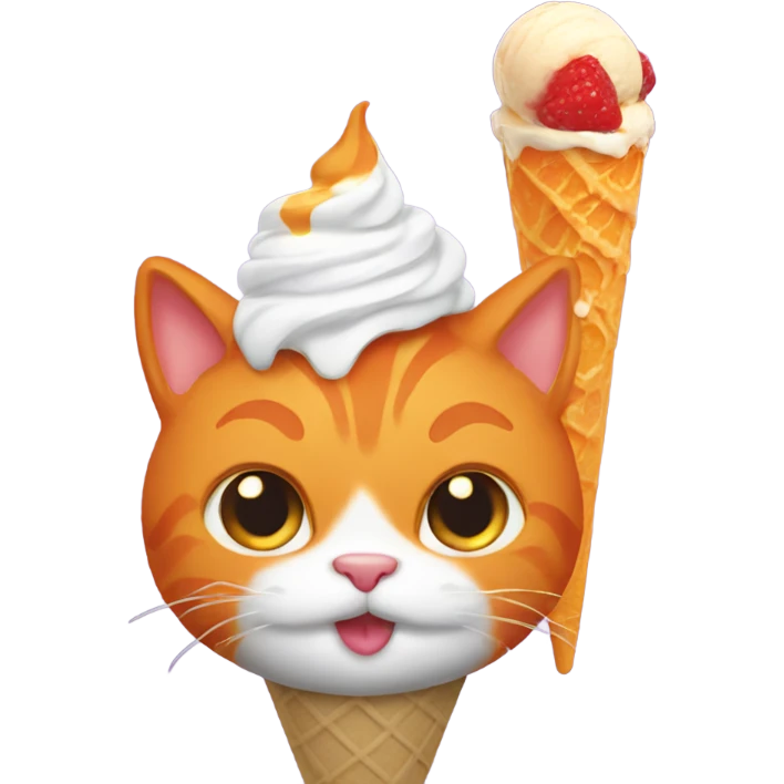 Orange cat eating icescream cone emoji