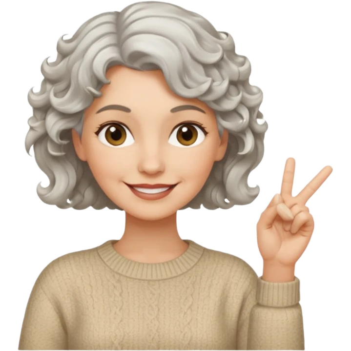 silver, short, wavy-haired with curls, smiling pretty lady, index/middle fingers crossed on right hand

 emoji
