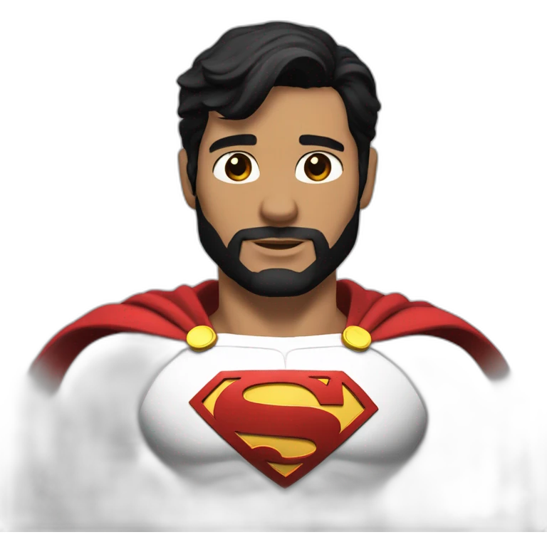 One Superman black hair and beard with cape emoji