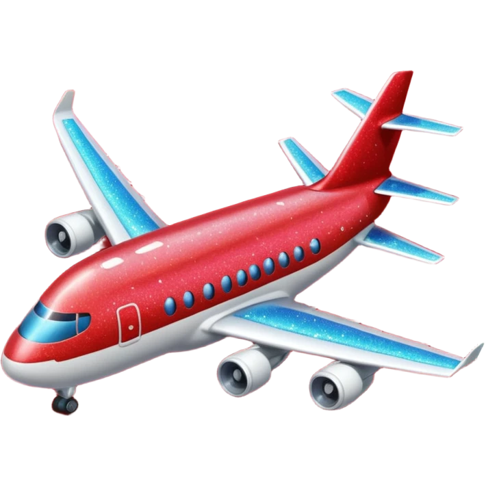Airplane Happy Red Glitter  emoji