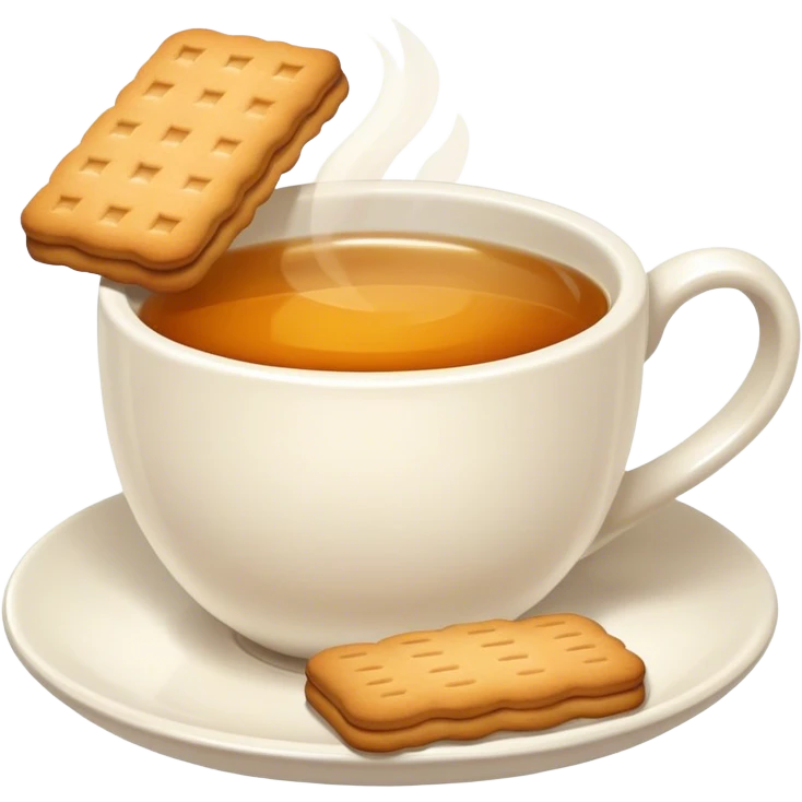 white cup of tea with biscuits  emoji