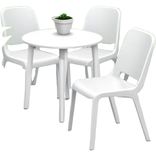 Cheap white plastic chairs amongst plants emoji