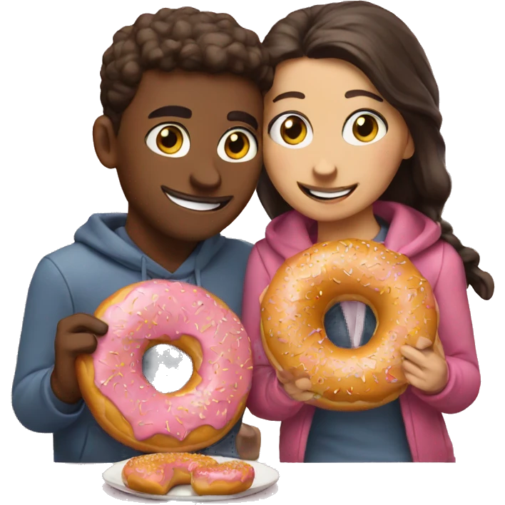 Two best friends eating donuts emoji