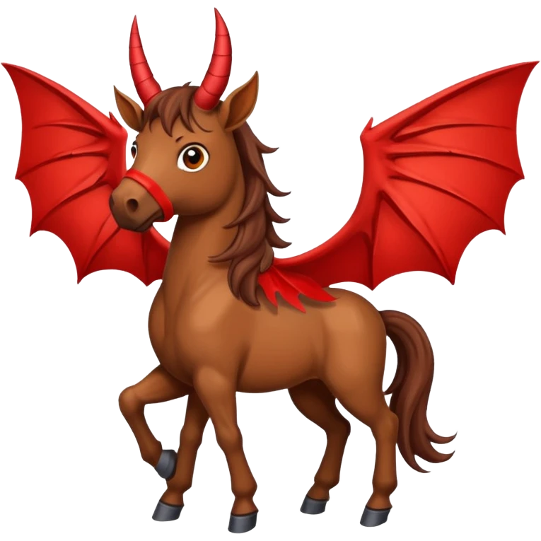 horse with horns and red bat wings emoji