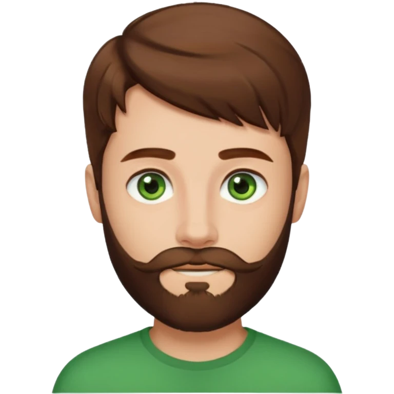 a boy with brown hair, green eyes, perfect beard emoji