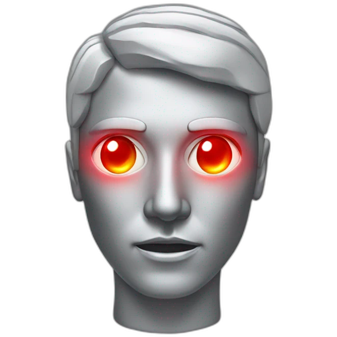 A silver human head with red laser beam out of eyes  emoji
