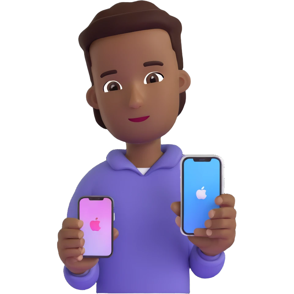 Black man using an iPhone 14 Pro emoji