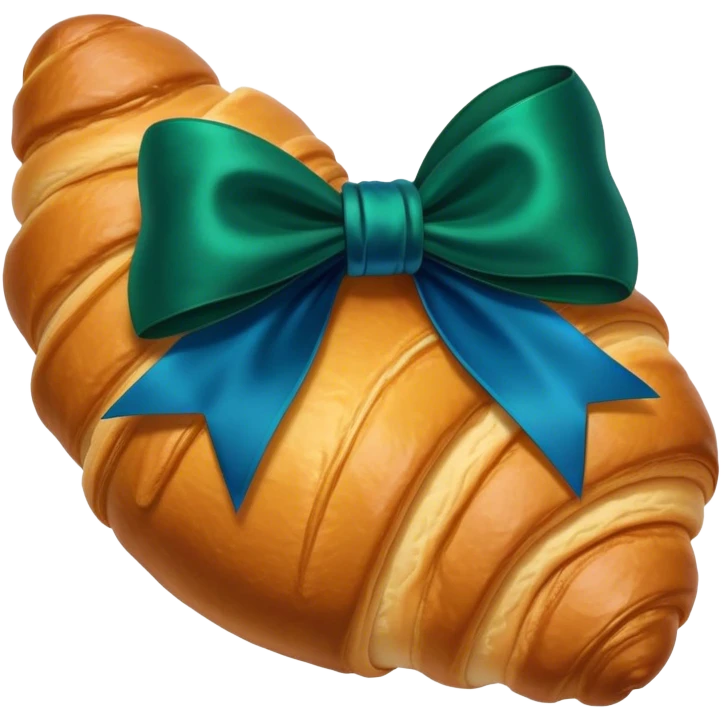croissant with blue and deep green bow emoji