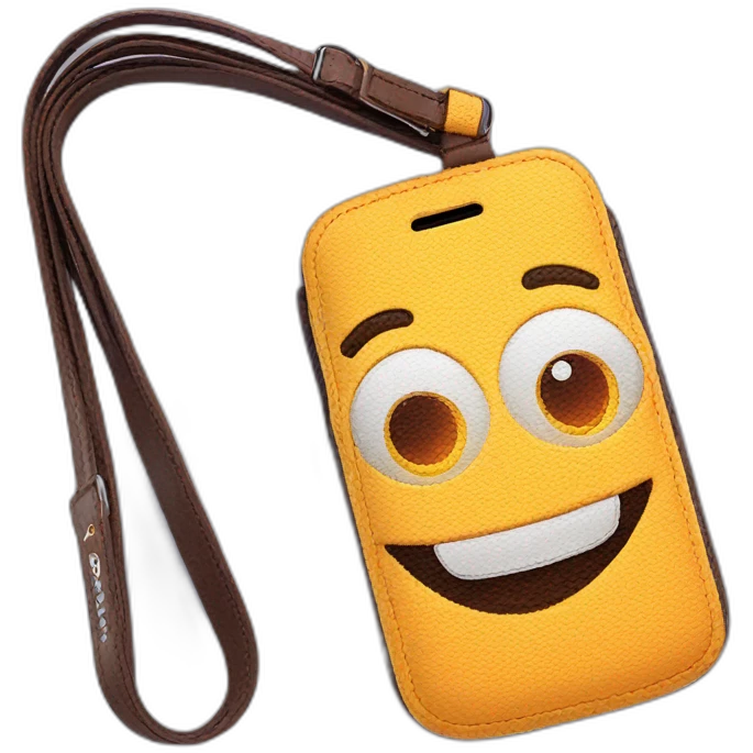 Phone strap on cell phone case emoji