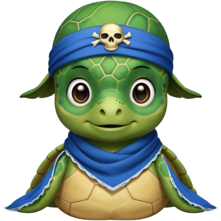 cute sea turtle wearing a blue pirate scarf emoji