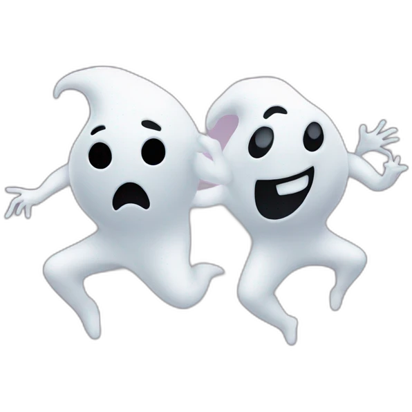 a female ghost and a male ghost dancing as a Ying yang emoji