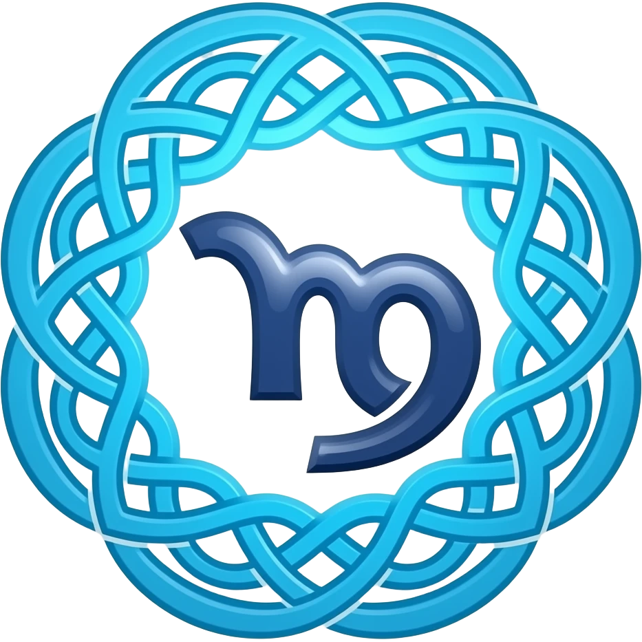 Fuego azul cian celta con el signo de aries emoji