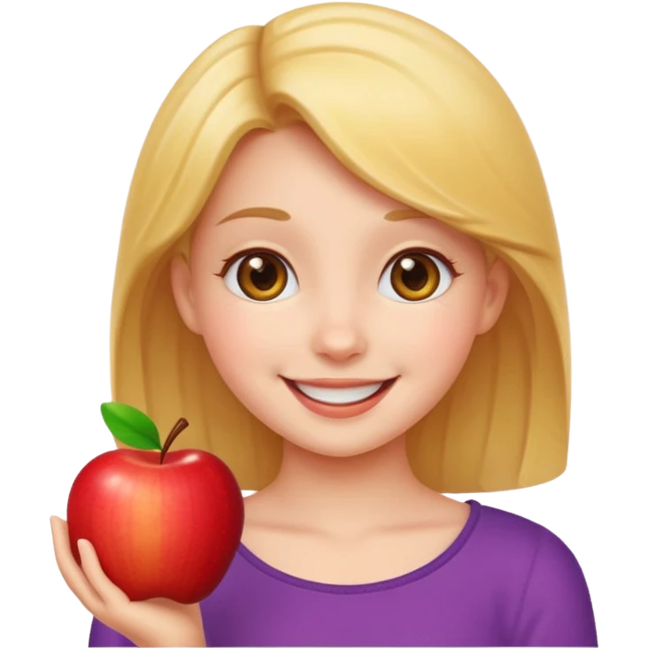cheerful pose cute girl apple emoji style emoji