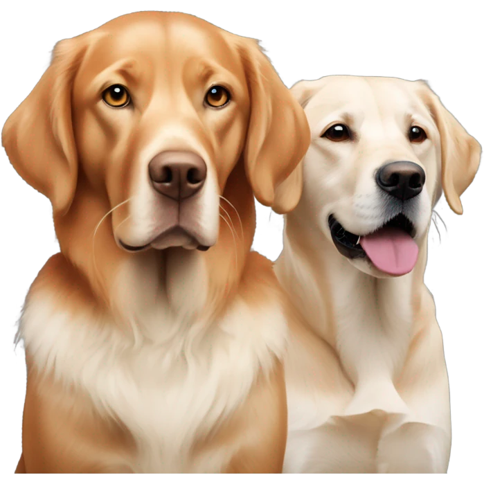 Fox red Labrador and white golden retriever together emoji