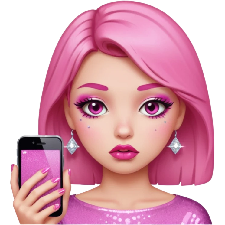 glitter pink girl naughty selfie emoji