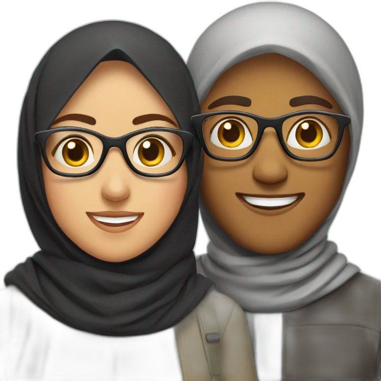 young man with glasses and woman with hijab holiday trips emoji