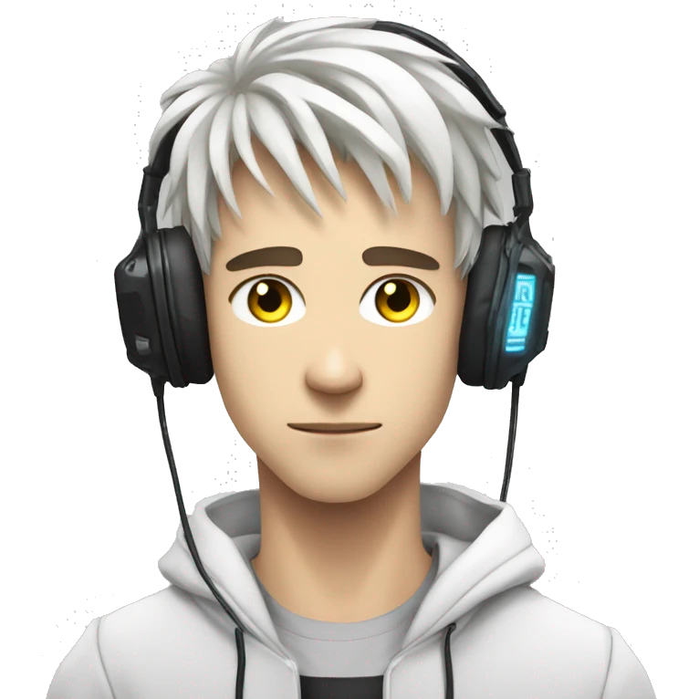 Anime gamer white guy cyberpunk neon  emoji