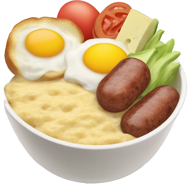 Grits, sausage, egg, cheese breakfast bowl emoji
