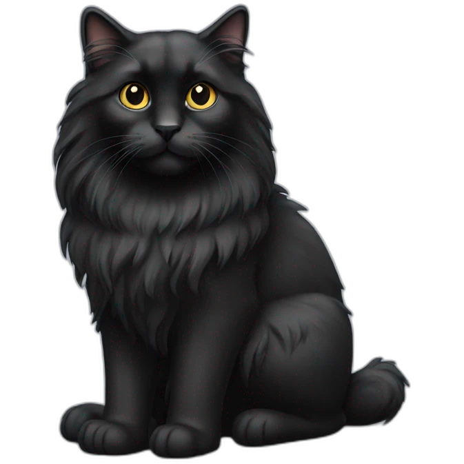 black long haired cat emoji