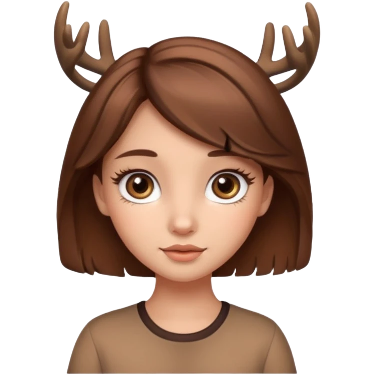 Make a cute girl deer with brown hair and big brown eyes give her cute lashes emoji