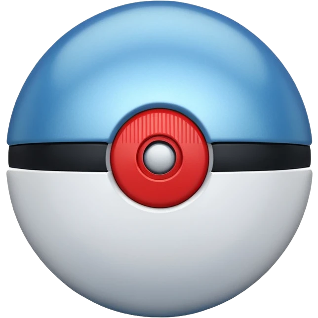 blue pokeball emoji, top half is a more saturated blue, bottom half is white, black stripe, with a metallic sheen emoji