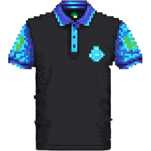 custom polo shirt with artificial intelligence design in pixel art style emoji
