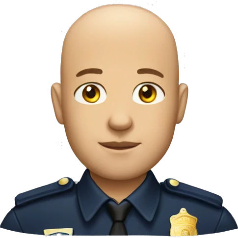Bald man with light beard in police uniform  emoji