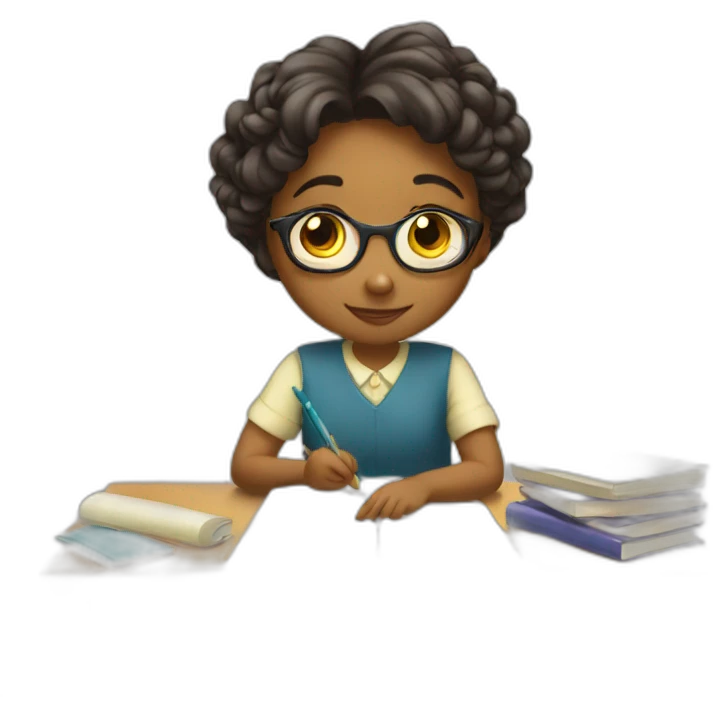 Smart girl doing Homework emoji