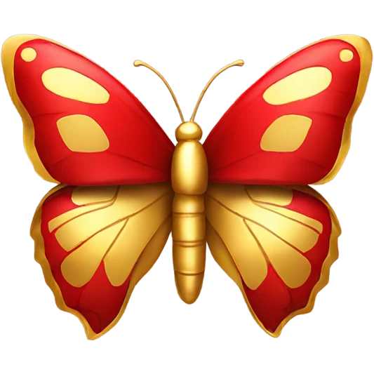 Gold butterfly sitting on a large red bow emoji