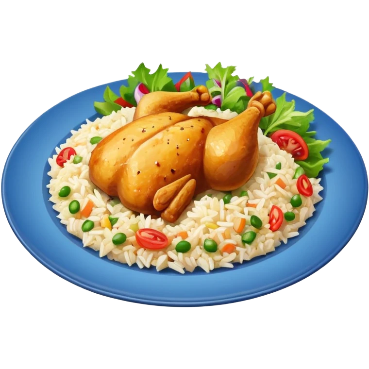 Chicken and rice with salad emoji