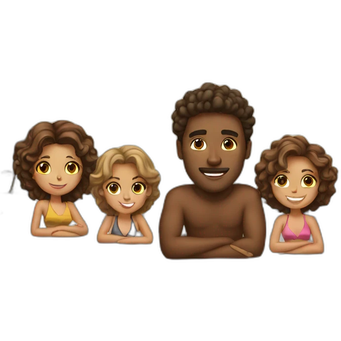 brown guy on a yacht with four girls emoji