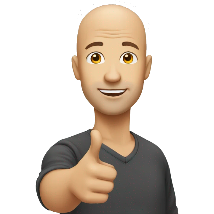 Bald guy looking and pointing right emoji