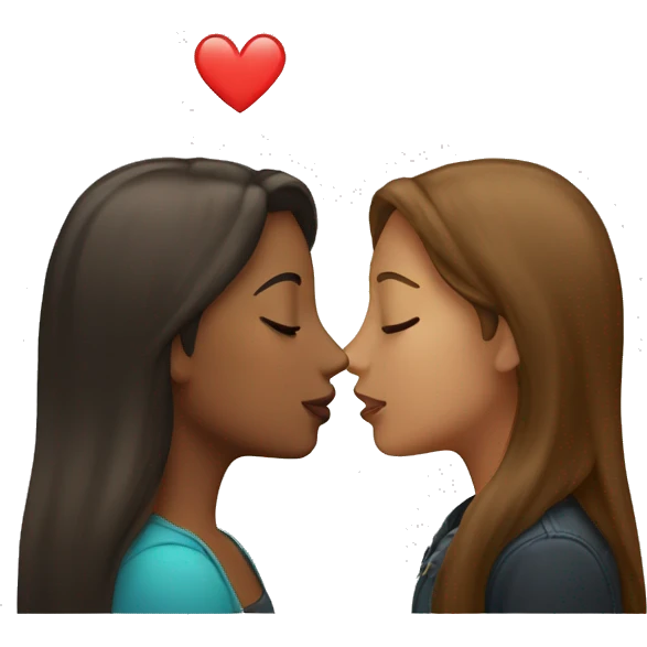 Two women kiss one is blnde the other has brown hair emoji