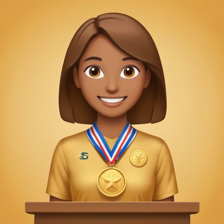 woman standing in a podium first place emoji
