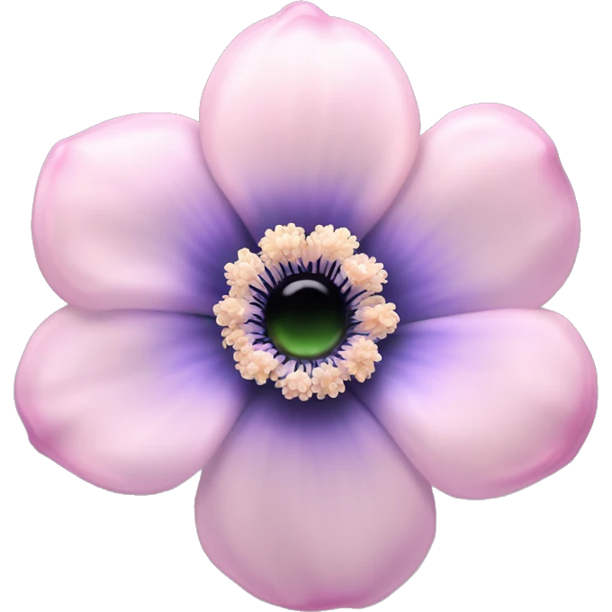 Anemone "A pastel pink anemone flower with a glowing dark center, softly shimmering petals, and delicate sparkles floating around." emoji