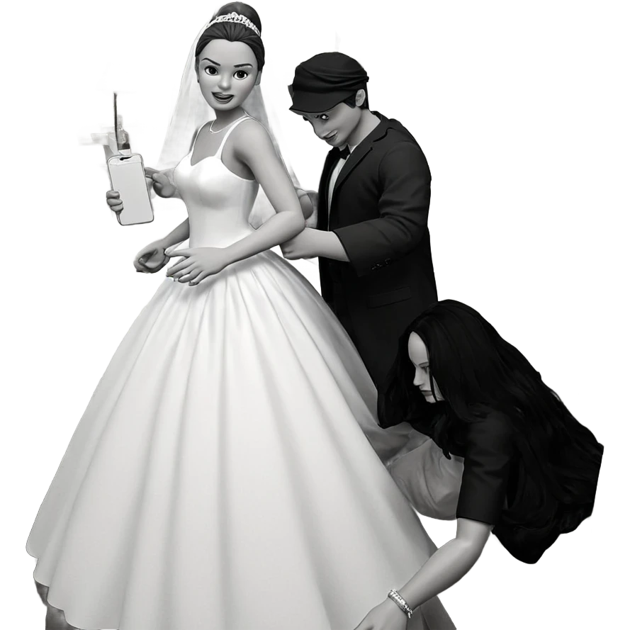 wedding dress friends in bed emoji