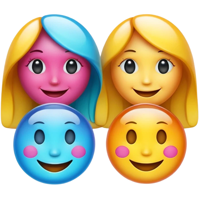 Three glass colorful lady smiley faces emoji